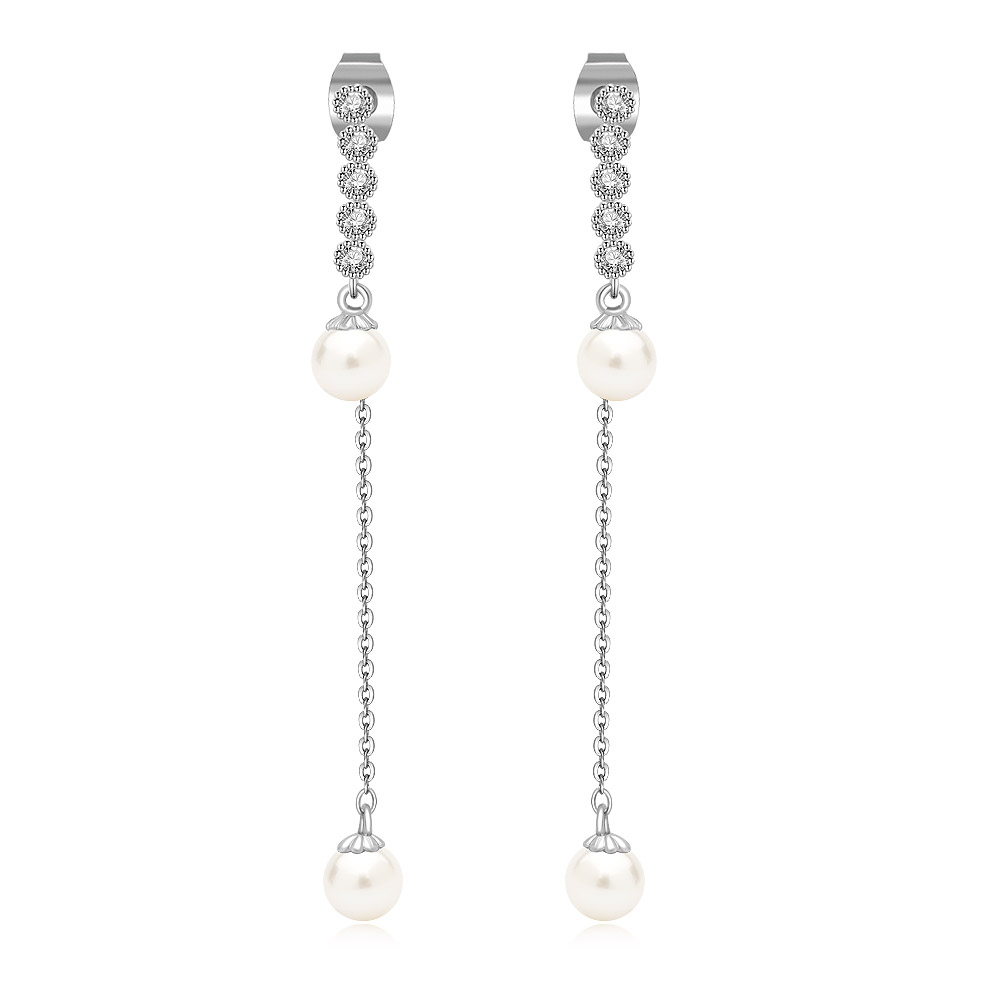 Drop Pearl Studs with Long Pearl Dangle Jackets